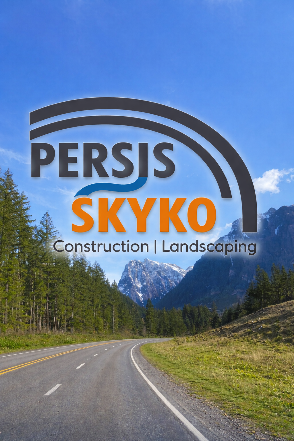 Persis Skyco logo over a Western Washington mountain highway